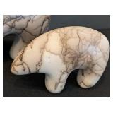 Set of Five Horsehair Pottery Bear Figurines, signed