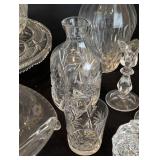 ML - Assorted Vintage Cut Glass & Crystal Set - Cake Plate 12 in diameter, 4 in high