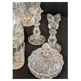 ML - Assorted Vintage Cut Glass & Crystal Set - Cake Plate 12 in diameter, 4 in high
