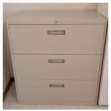 LLS - 3-Drawer Metal File Cabinet - 36 in W x 18 in D x 40 in H, Light Gray, Locking