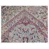 LS - Persian-Style Floral Area Rug - Green Field with Ivory Border, 98 x 121 in