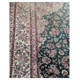 LS - Persian-Style Floral Area Rug - Green Field with Ivory Border, 98 x 121 in