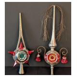 LS - Pair of Vintage Glass Christmas Tree Toppers - 11 Inches Tall