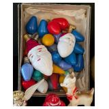 LS - Vintage Christmas Ornaments & Lights - Glass Balls, Angels, Birds & Santa