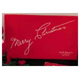 LS - John W. Thomas & Co. Vintage Christmas Boxes & Candleholder - 13 in high, 9 in diameter