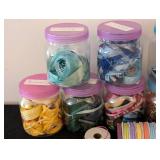 LS - Ribbon & Craft Wire Collection - Colorful Spools & Jarred Ribbons