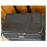 LR - Recollections Rolling Craft Travel Bag - 19 x 19 in - Black with Turquoise Zippers