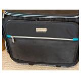 LR - Recollections Rolling Craft Travel Bag - 19 x 19 in - Black with Turquoise Zippers