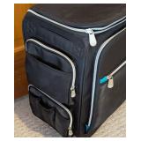 LR - Recollections Rolling Craft Travel Bag - 19 x 19 in - Black with Turquoise Zippers