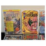 LR - Malibu Comics Lot - The Ferret, Man of War, Star Slammers, Raver, Arrow, Power & Glory