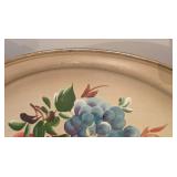 LB - Vintage Rosemaling Side Table with 2 Drawers and Vintage Metal Oval Fruit Tray