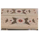 LB - Vintage Rosemaling Side Table with 2 Drawers and Vintage Metal Oval Fruit Tray