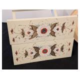 LB - Vintage Rosemaling Side Table with 2 Drawers and Vintage Metal Oval Fruit Tray