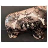 LR - Horsehair Pottery Buffalo Figurine, Signed Vail