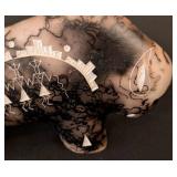 LR - Horsehair Pottery Buffalo Figurine, Signed Vail