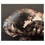 LR - Horsehair Pottery Buffalo Figurine, Signed Vail