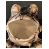 LR - T. Vail Horse Hair Pottery Open Mouth Frog Figurine