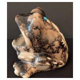 LR - T. Vail Horse Hair Pottery Open Mouth Frog Figurine