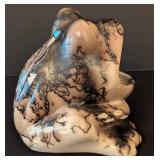 LR - T. Vail Horse Hair Pottery Open Mouth Frog Figurine