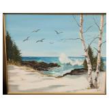 LR -Signed Oil Painting - Beach Scene