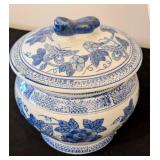 ML - Bombay Company Blue & White Porcelain Tea Set - 13-inch Plate, Teapot, Sugar Jar & Tureen