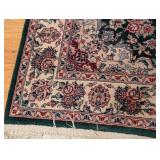K - Persian-Style Wool Accent Rug - 74 x 46 Inches - Floral Medallion on Green Field