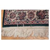 K - Persian-Style Wool Accent Rug - 74 x 46 Inches - Floral Medallion on Green Field