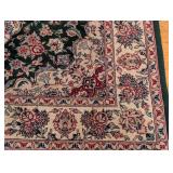 K - Persian-Style Wool Accent Rug - 74 x 46 Inches - Floral Medallion on Green Field