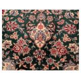 K - Persian-Style Wool Accent Rug - 74 x 46 Inches - Floral Medallion on Green Field