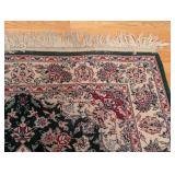 K - Persian-Style Wool Accent Rug - 74 x 46 Inches - Floral Medallion on Green Field