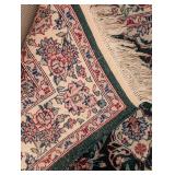 K - Persian-Style Wool Accent Rug - 74 x 46 Inches - Floral Medallion on Green Field