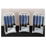 ML - Blue Plastic-Handle Flatware Set - Service for 18,