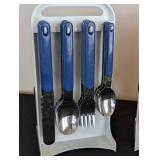 ML - Blue Plastic-Handle Flatware Set - Service for 18,