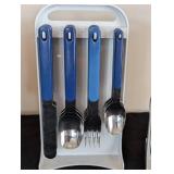 ML - Blue Plastic-Handle Flatware Set - Service for 18,
