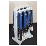 ML - Blue Plastic-Handle Flatware Set - Service for 18,
