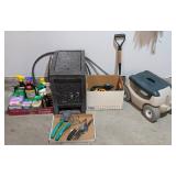 G - Garden Tools & Hose Reel Lot - Sprayers, Irrigation Fittings, Hand Tools