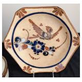 ML - Octagonal Bird Plate & Lidded Jar - Decorative Pottery Pair