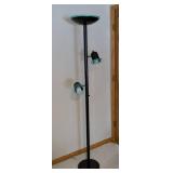 LB - Floor Lamp - 72 in. Tall, Black with Teal Ring Accents & 2 Adjustable Heads