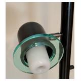 LB - Floor Lamp - 72 in. Tall, Black with Teal Ring Accents & 2 Adjustable Heads
