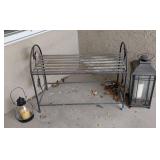 FD - Wrought Iron Bench with 2 Lanterns