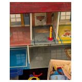 LS - Vintage Dollhouse with Assorted Furniture - Damaged