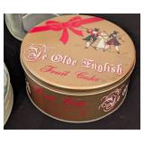 LS - Vintage Glass Jars with Floral Decals, Enamel Stock Pot & Fruit Cake Tins