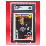 1991-92 Topps Hockey Wayne Gretzky Highlights Card #524 Near Mint-Mint SGC 8
