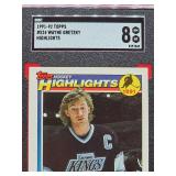 1991-92 Topps Hockey Wayne Gretzky Highlights Card #524 Near Mint-Mint SGC 8