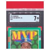 1991 Donruss Baseball Ken Griffey Jr MVP Card #392 Near Mint SGC 7