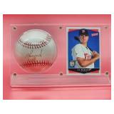 Autographed Baseball & Card & by Minnesota Twin Great "A.J. Pierzynski" with Card.