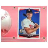 Autographed Baseball & Card & by Minnesota Twin Great "A.J. Pierzynski" with Card.