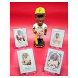 Pittsburgh Pirate HOF Legend "Roberto Clemente" Bobble Head and (4) Topps Allen & Ginter Cards