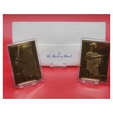 (2) Bradbury Mint 22 Karat Gold Cards of HOF Greats "Babe Ruth" & "Lou Gehrig"