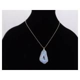 .925 Sterling Silver Blue Lace Agate Pendant Necklace